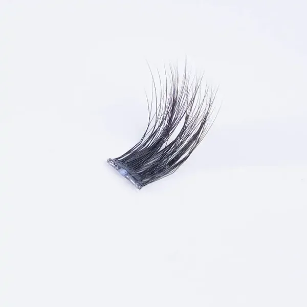 Lash segment with white DIY lash bond before application