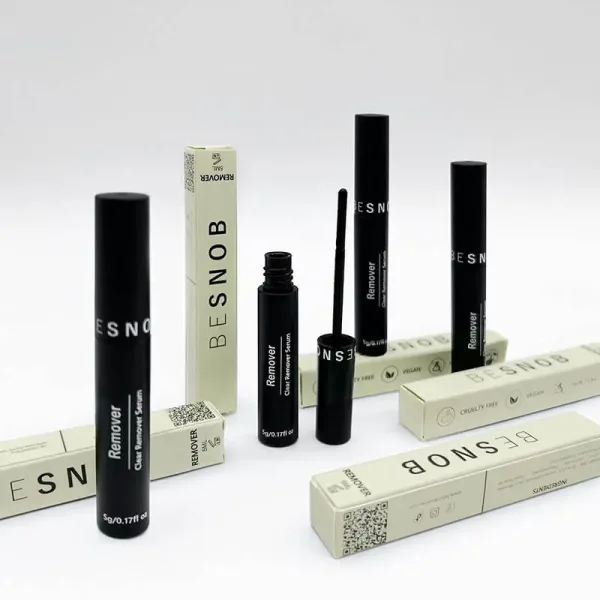 BE SNOB Lash Remover promotional display with packaging and applicator