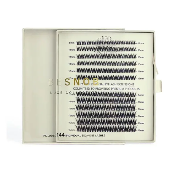 Opened BE SNOB Wet Cluster Lashes package with lash clusters