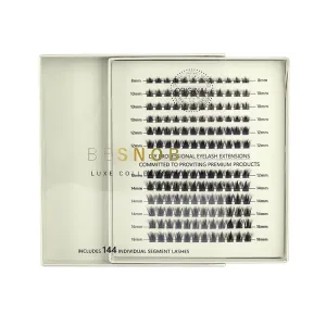 Opened package of BE SNOB Whispy Cluster Lashes showing mixed lengths